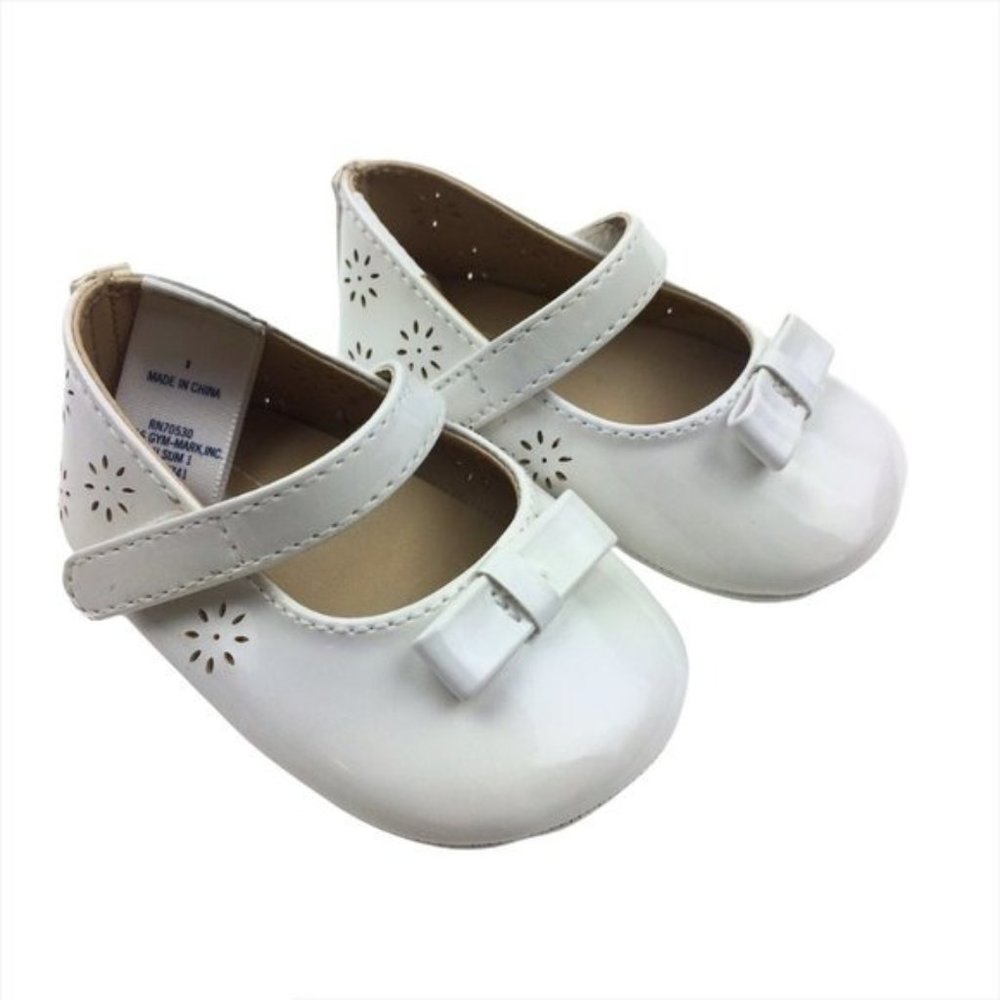 Janie & Jack White Patent Eyelet Bow Shoes